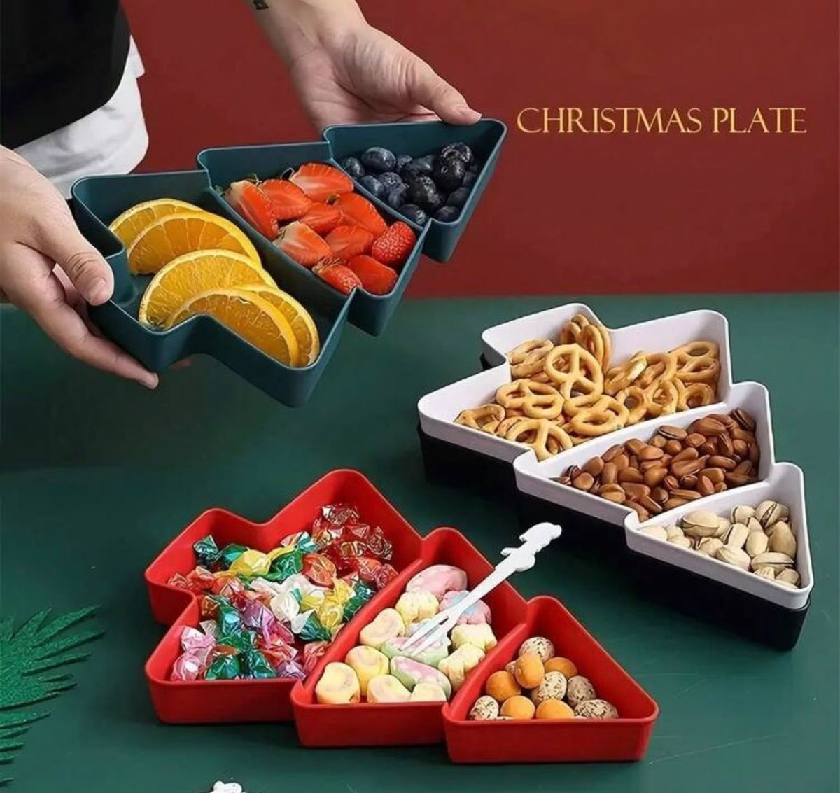 Christmas Tree-Shaped Snack Serving Tray | 4 Colours