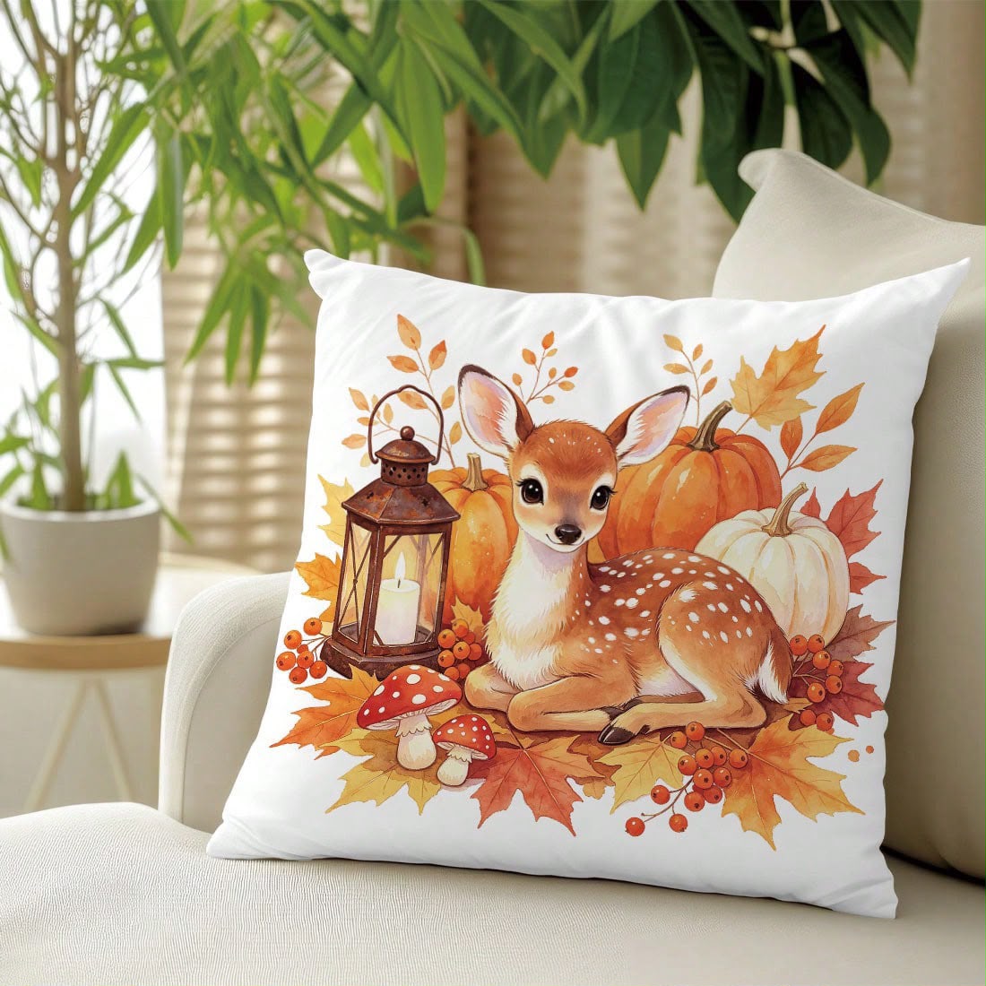 Woodland Autumn Animal Pillow Cover | Fall Wildlife Home Décor