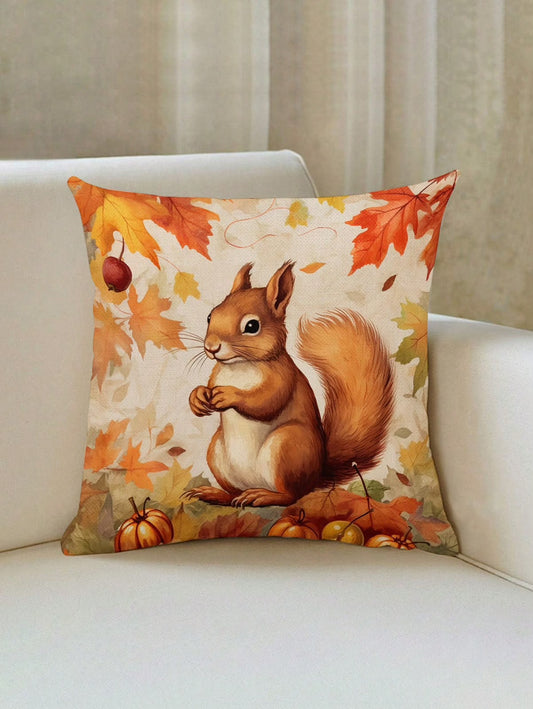 Woodland Autumn Animal Pillow Cover | Fall Wildlife Home Décor