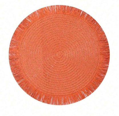 Round Woven Fringe Placemats | Boho Table Setting