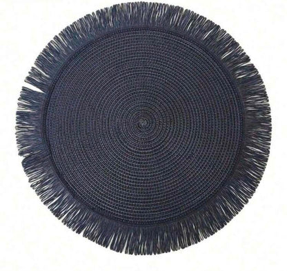 Round Woven Fringe Placemats | Boho Table Setting