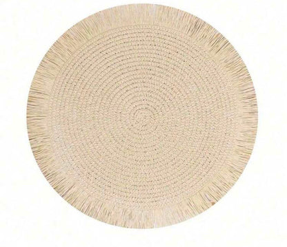 Round Woven Fringe Placemats | Boho Table Setting