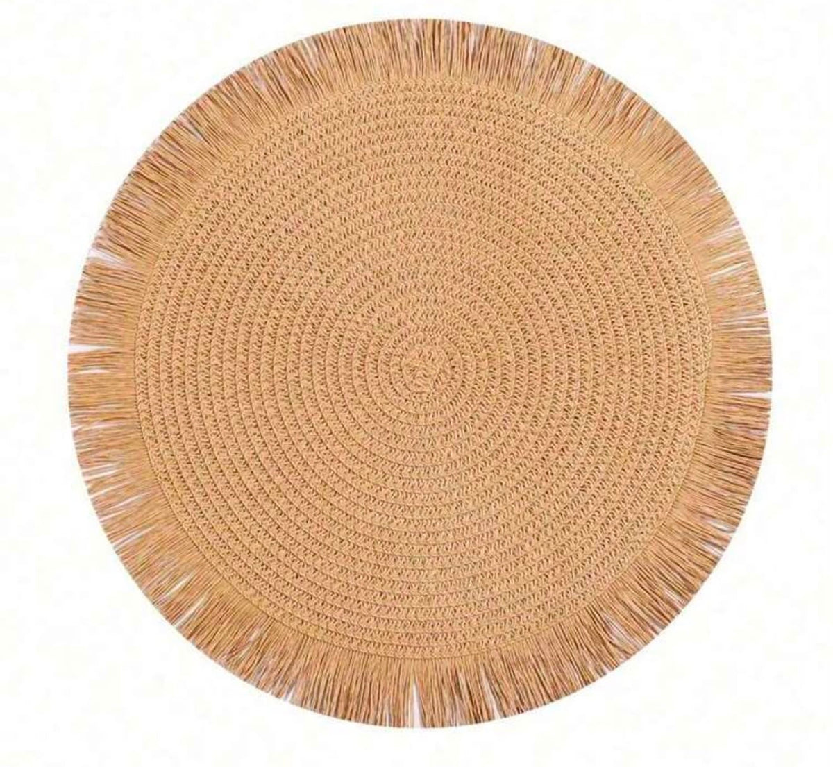 Round Woven Fringe Placemats | Boho Table Setting