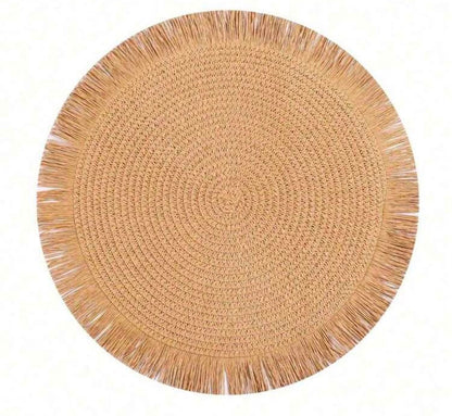 Round Woven Fringe Placemats | Boho Table Setting