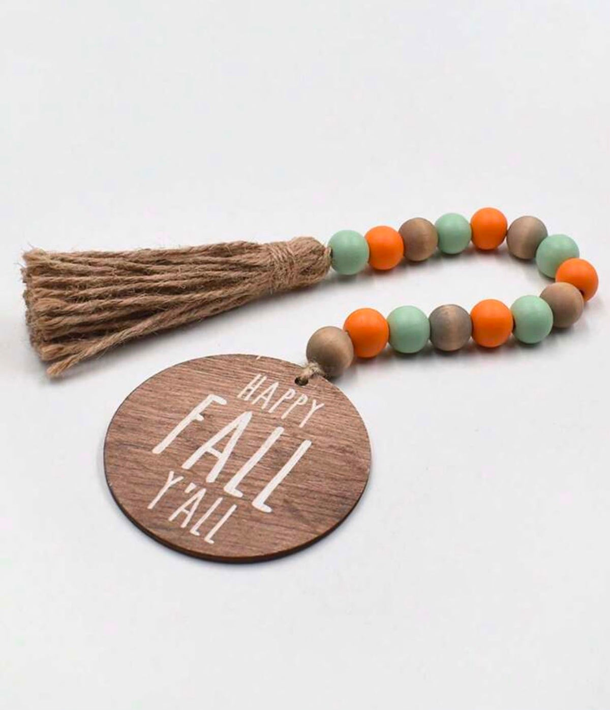 Fall Wooden Bead Garland with Tassel and Sign
