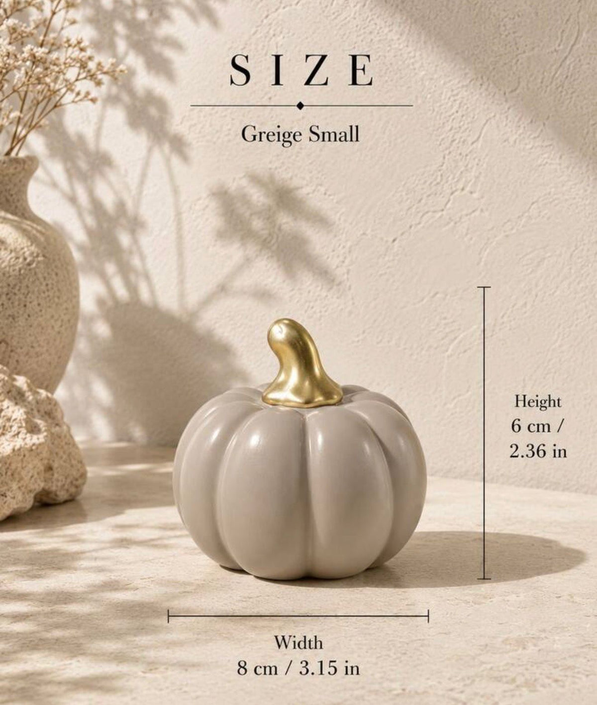 Ceramic Pumpkin Ornament with Gold Stem | Autumn Harvest Home Decor