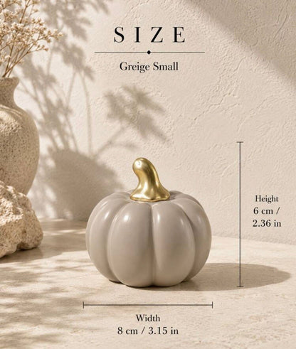 Ceramic Pumpkin Ornament with Gold Stem | Autumn Harvest Home Decor
