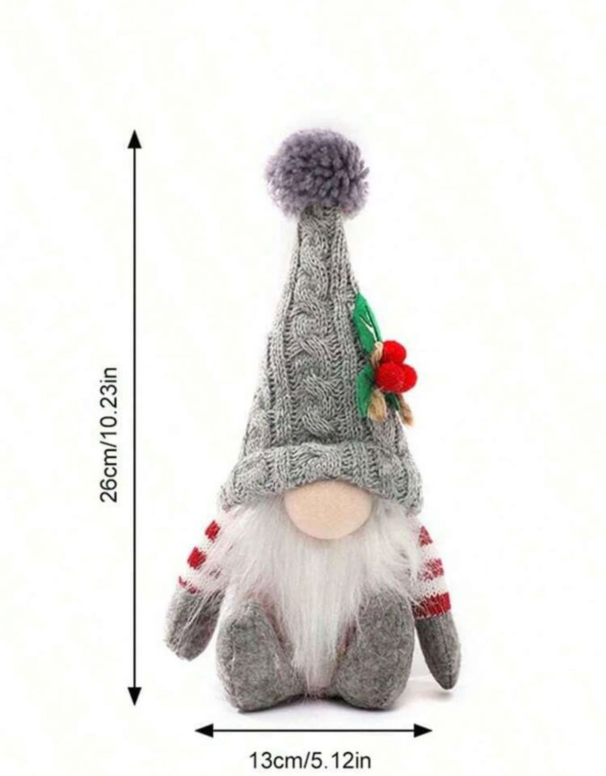 Christmas Gnome Sitting Decorations | Red & Grey Festive Gnomes