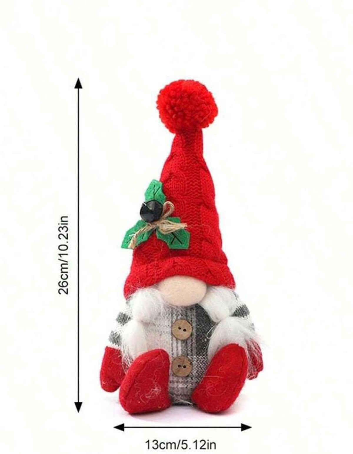 Christmas Gnome Sitting Decorations | Red & Grey Festive Gnomes