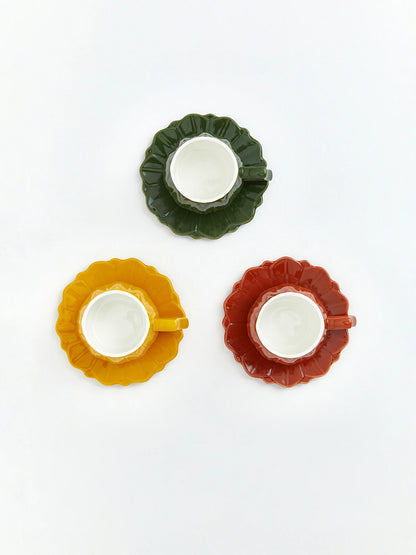 Pumpkin Coffee Cup & Saucer Set | 3 Colours | Porcelain