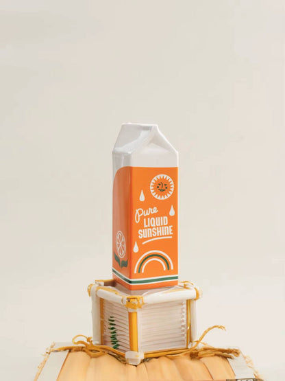 orange juice carton ceramic vase playful home decor Lebanon