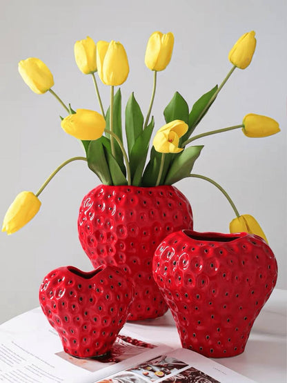 strawberry shaped ceramic vase red textured home decor Lebanon