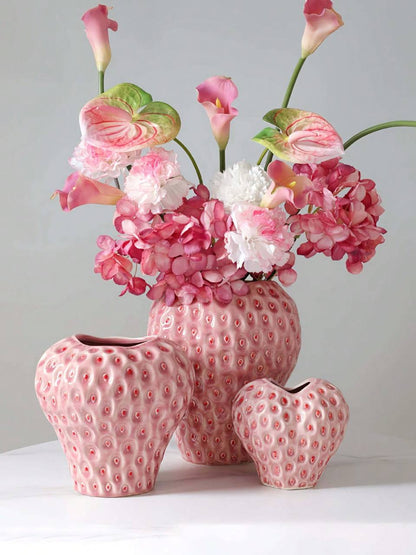 pink strawberry shaped ceramic vase textured home decor Lebanon