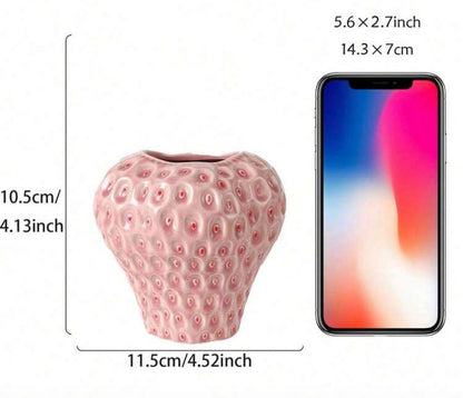 pink strawberry shaped ceramic vase textured home decor Lebanon