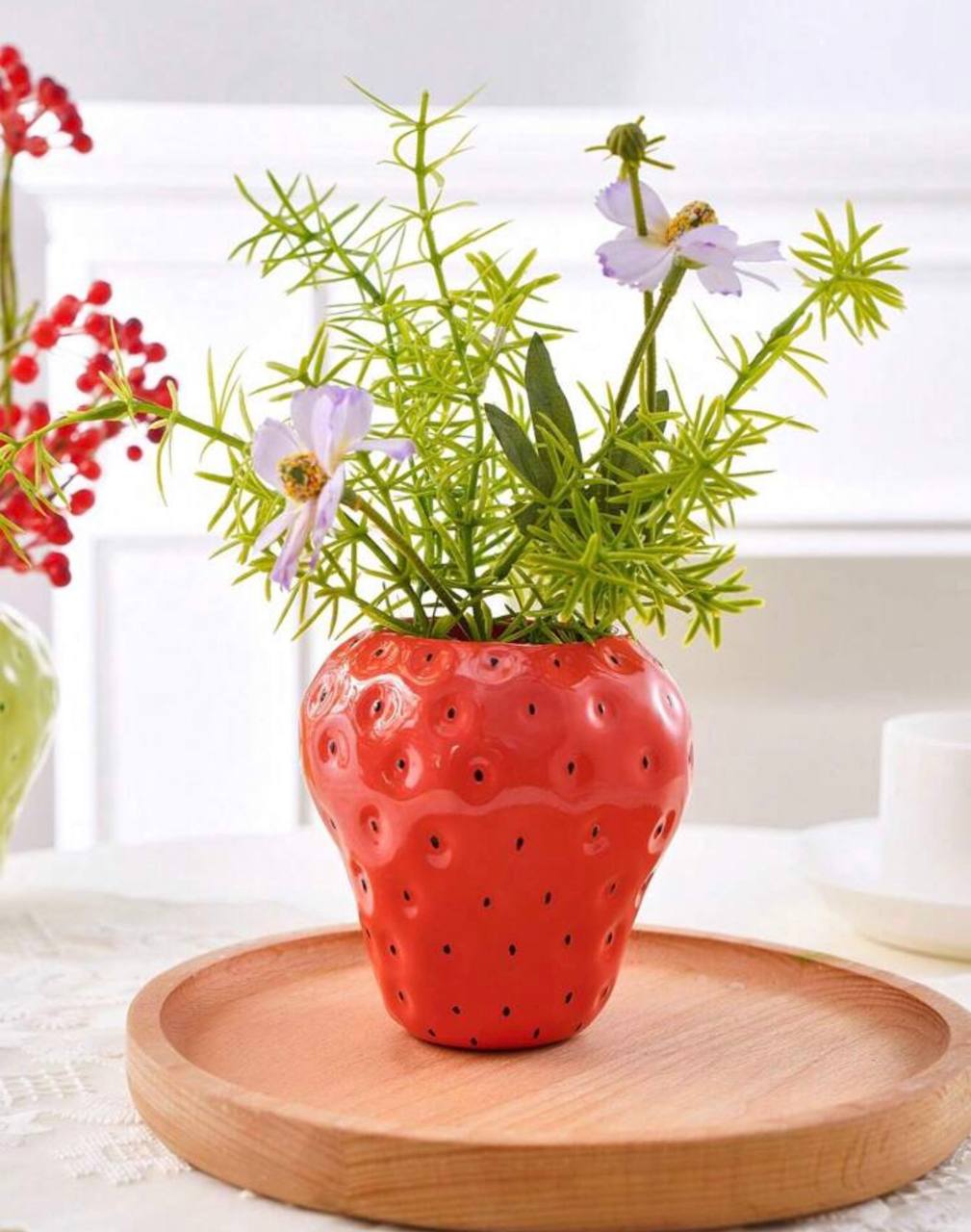 small red strawberry vase 9.7cm ceramic home decor Lebanon