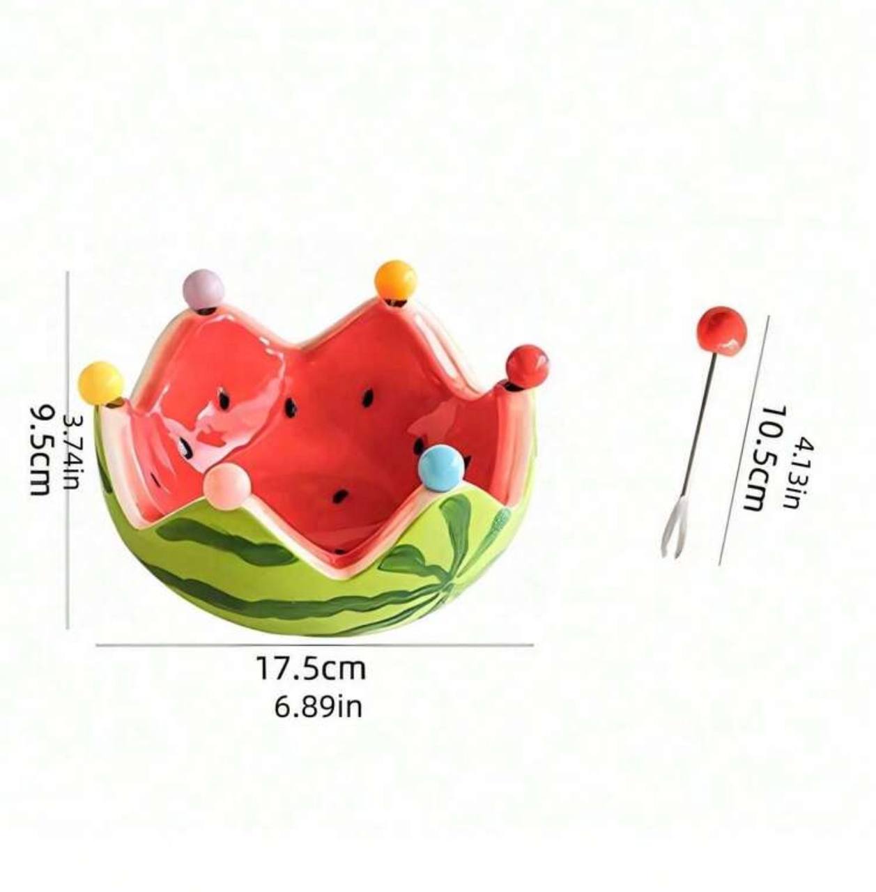 Watermelon-shaped ceramic product with measurements 