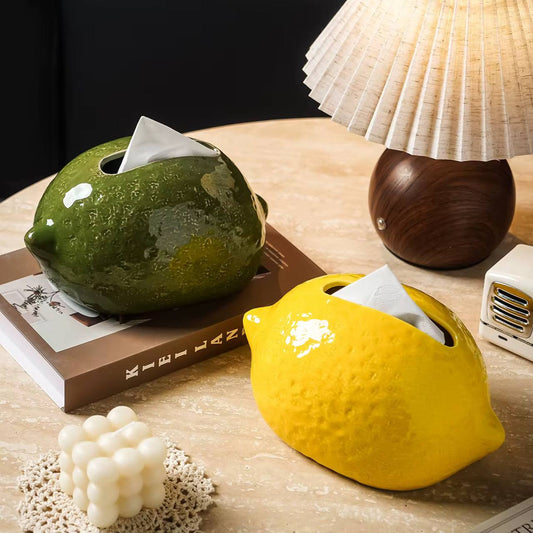 lemon shaped tissue box cover yellow green decorative home decor Lebanon