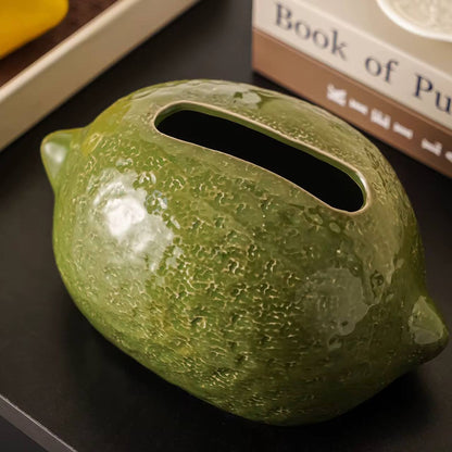 lemon shaped tissue box cover yellow green decorative home decor Lebanon