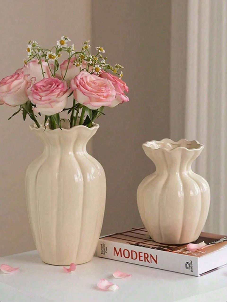 Elegant Porcelain Ripple Vase