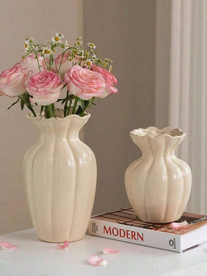 Elegant Porcelain Ripple Vase