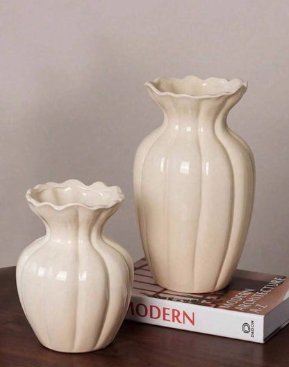 Elegant Porcelain Ripple Vase