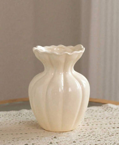 Elegant Porcelain Ripple Vase